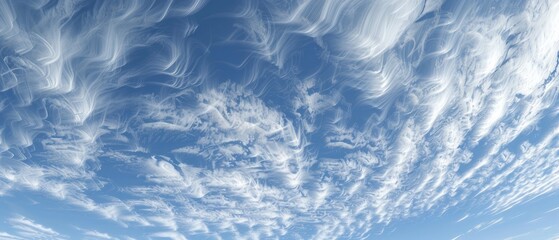 Fototapeta premium Panoramic close-up, high detail scan of cirrostratus cloud material, Generative AI