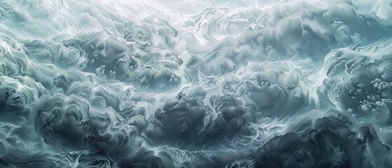 Fototapeta premium Panoramic close-up, high detail scan of contrail cloud material, Generative AI