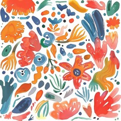 Obraz premium Abstract Minimalistic Geometric Pattern Art in Muted Pantone Tones Calming Zen Nordic Scandinavian Bohemian Watercolor