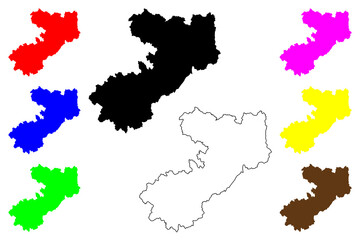 Borough and unitary authority of Cheshire East (United Kingdom of Great Britain and Northern Ireland, ceremonial county Cheshire, England) map vector illustration, scribble sketch map