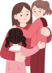 mother and child hugging illustration