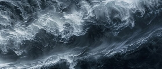 Panoramic close-up, high detail scan of virga cloud material, Generative AI