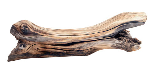 Obraz premium Dried dead tree trunk. Weathered driftwood cut out