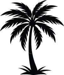 Obraz premium Collection of a black palm trees shapes, silhouettes of an exotic plants. Vector illustration isolated on white background