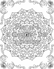 Printable mandala coloring page for kids and adults with inspirational quote for self love and self care. it helps to struggle against life to enjoy the tough journey
