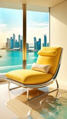 Fototapeta premium rendering of a sleek, modern yellow lounge chair