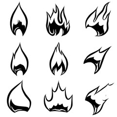 9 fire illustration icons can be used for animation, business, cartoons, comics, etc