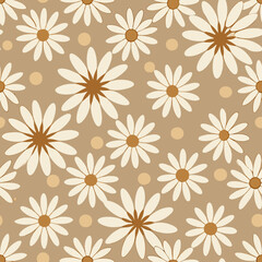 flowers daisy patterns minimalist light beige dark beige scrapbook paper