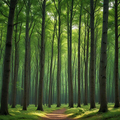 Obraz premium green forest in the morning