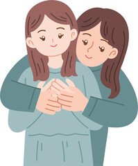 mother and child hugging illustration