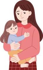 mother and child hugging illustration