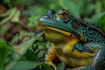 Fototapeta premium American Bullfrog, Macro,Left side view