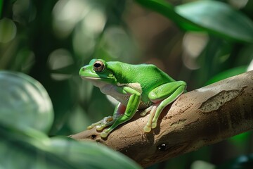 Fototapeta premium Australian Green Tree Frog, Left side view
