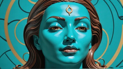 Blue Woman with Gold Ornament.