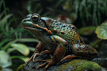 Obraz premium Goliath Frog, Macro,Left side view