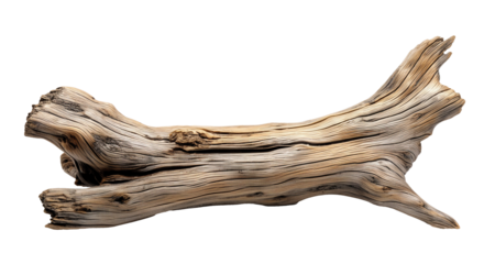 Dried dead tree trunk. Weathered driftwood cut out