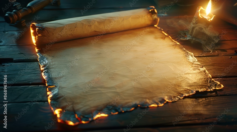 Aufkleber a scroll of paper with a candle on top of it
