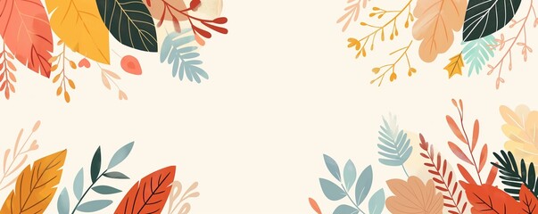 Modern fall frame, geometric leaf patterns, flat design illustration