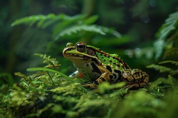 Obraz premium Northern Leopard Frog, Macro,Left side view