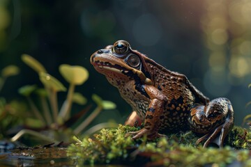 Obraz premium Northern Red-legged Frog, Macro,Left side view