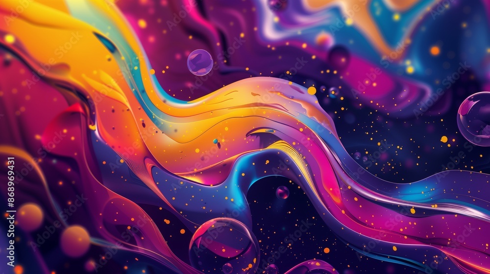 Poster a vibrant abstract background with playful shapes and dynamic colors, ideal for artistic use.