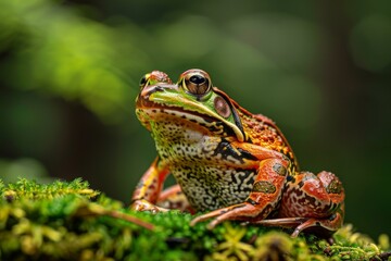 Fototapeta premium Northern Red-legged Frog, Macro,Left side view