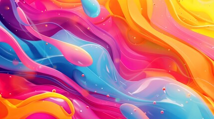 A vibrant, abstract background with whimsical shapes and dynamic colors adds a playful, energetic feel.