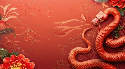 Obraz premium Celebrate Chinese New Year 2025: Snake Zodiac Sign and Text Space Background