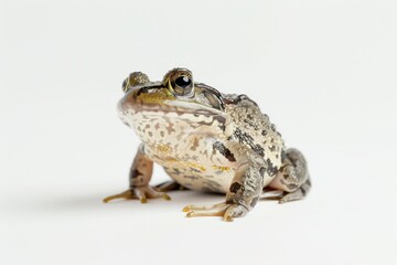 Obraz premium the beside view African Clawed Frog, left side view, white copy space on right, isolated on white background