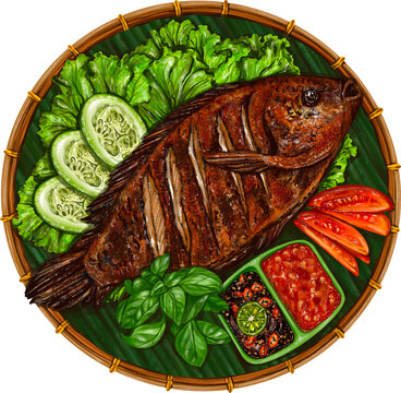 Ikan Bakar Illustration