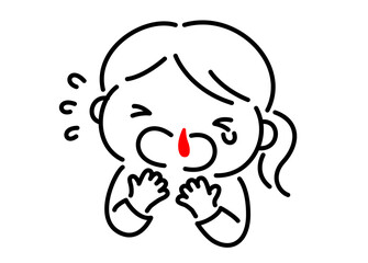 鼻血にびっくりして慌てる女の子
A girl is surprised and panicked by a nosebleed