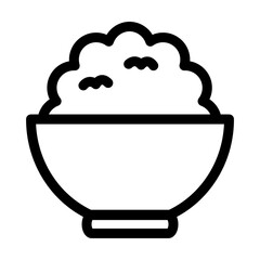 Rice in a bowl outline icon vector for graphic design, logo, web site, social media, mobile app, illustration