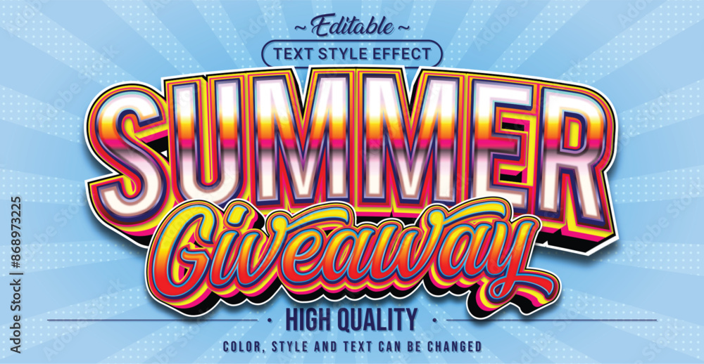 Poster Editable text style effect - Summer Giveaway text style theme.