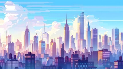 Cityscape at Dawn: A Vibrant Skyline