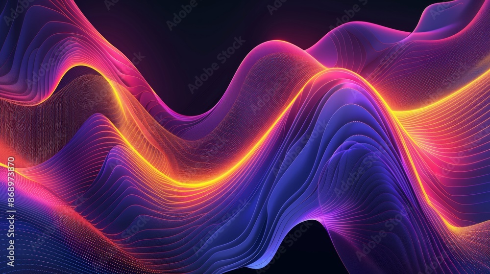 Poster dynamic background with bold lines and vibrant hues, creating a visually engaging atmosphere.
