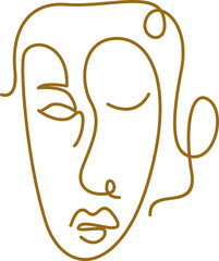 Abstract Face Line Art Element