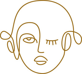 Abstract Face Line Art Element
