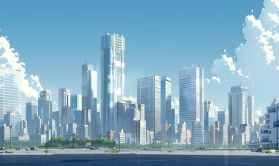 Obraz premium A Modern Cityscape Under a Sunny Sky