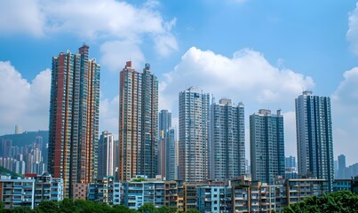 Modern Skyscrapers Against a Blue Sky