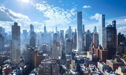 Fototapeta premium A Bright, Sunny Day Over Manhattan's Skyline