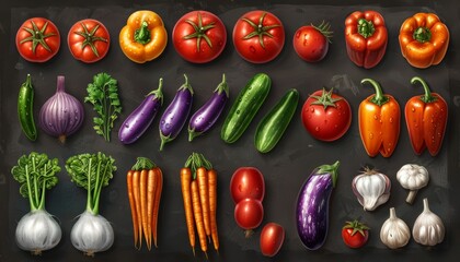 Assorted fresh vegetables in high quality realistic photograph showcasing various types