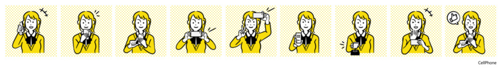 女子高生のイラスト｜スマートフォン