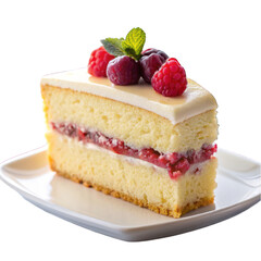 Slice of cake rests isolated on transparent background