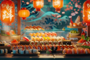 A table full of sushi and other Asian food