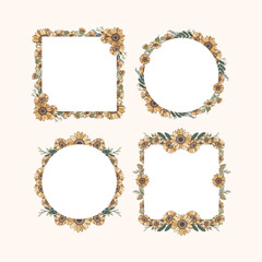 Hand Drawn Sunflowers Frame Background