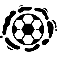 Obraz premium Football Ball Cartoon. Soccer Ball Comic Style. Soccer or Football Ball Fly at High Speed. Vector Icon