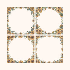 Hand Drawn Sunflowers Frame Background