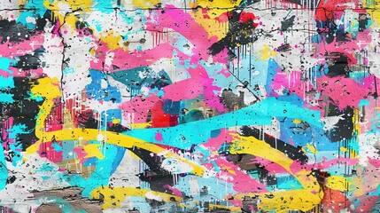 Fototapeta premium Colorful Graffiti Pattern in Seamless Design on Weathered Concrete