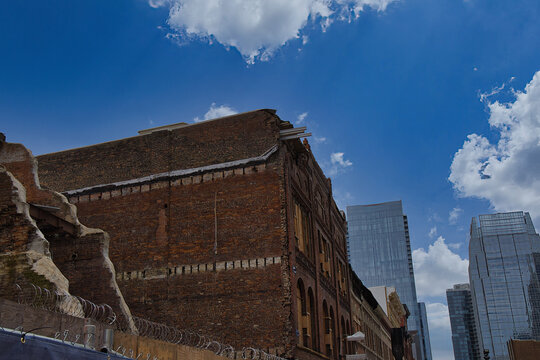 Damaged building from the 2022 Christmas bombing in downtown Nashville