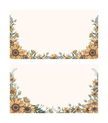 Hand Drawn Sunflowers Frame Background